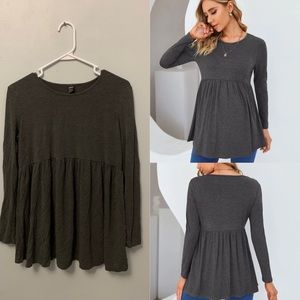 SHEIN. Med. Maternity Round Neck Peplum Tee